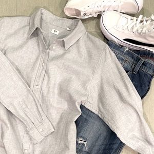 Uniqlo Long Sleeve Button Down | Casual| Lightweight | Gray | 100% Cotton